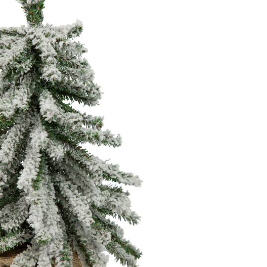 15" Unlit Flocked Mini Village Pine Artificial Potted Christmas Tree